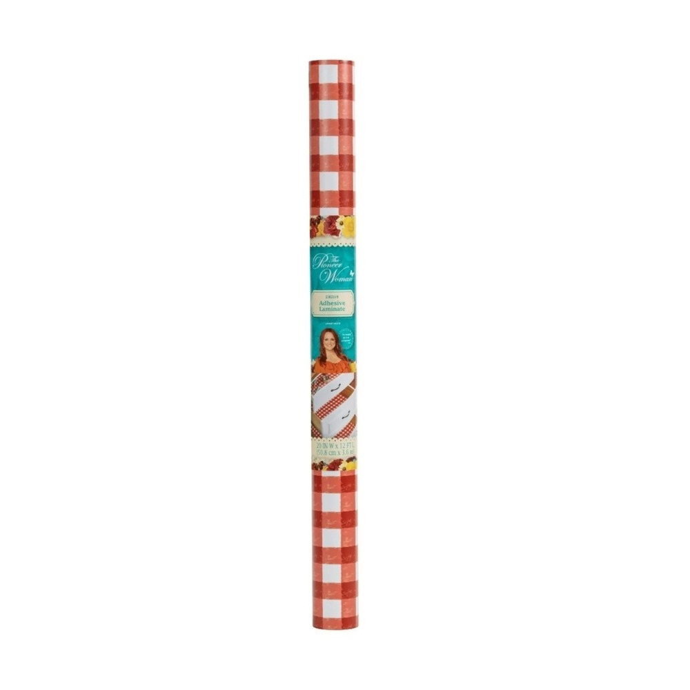 NWT 2023 Pioneer Woman Adhesive Laminate 20"x12" Red Gingham Shelf Liner Checks